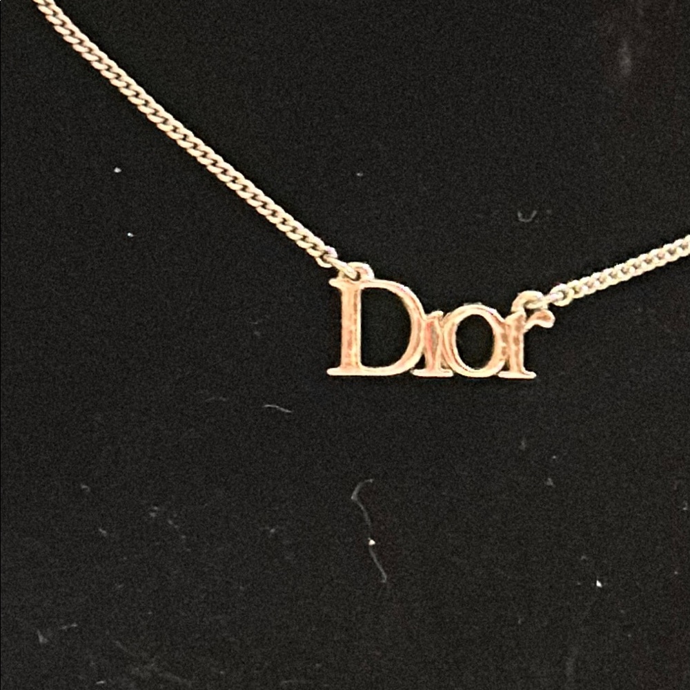Dior Vintage Silver Logo Necklace